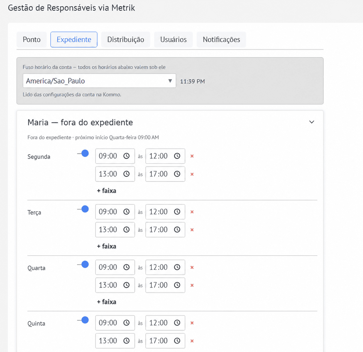 Expediente da equipe