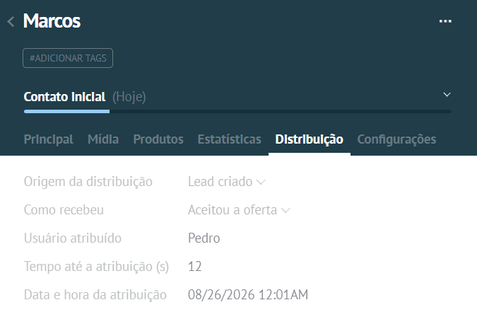 Registro da distribuição