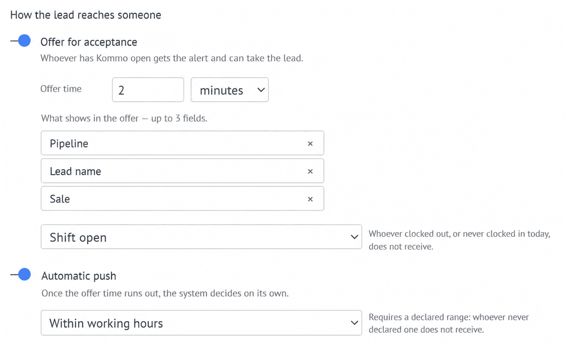 Assignment settings