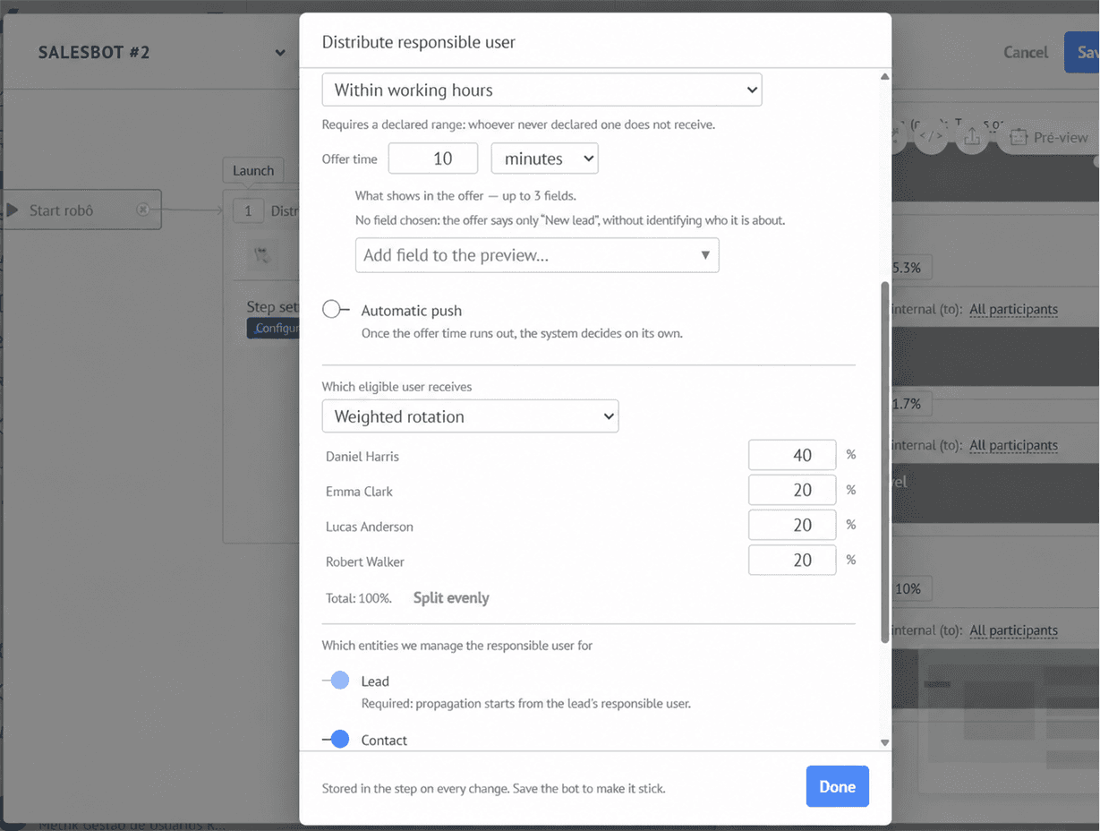 Advanced assignment settings in Salesbot